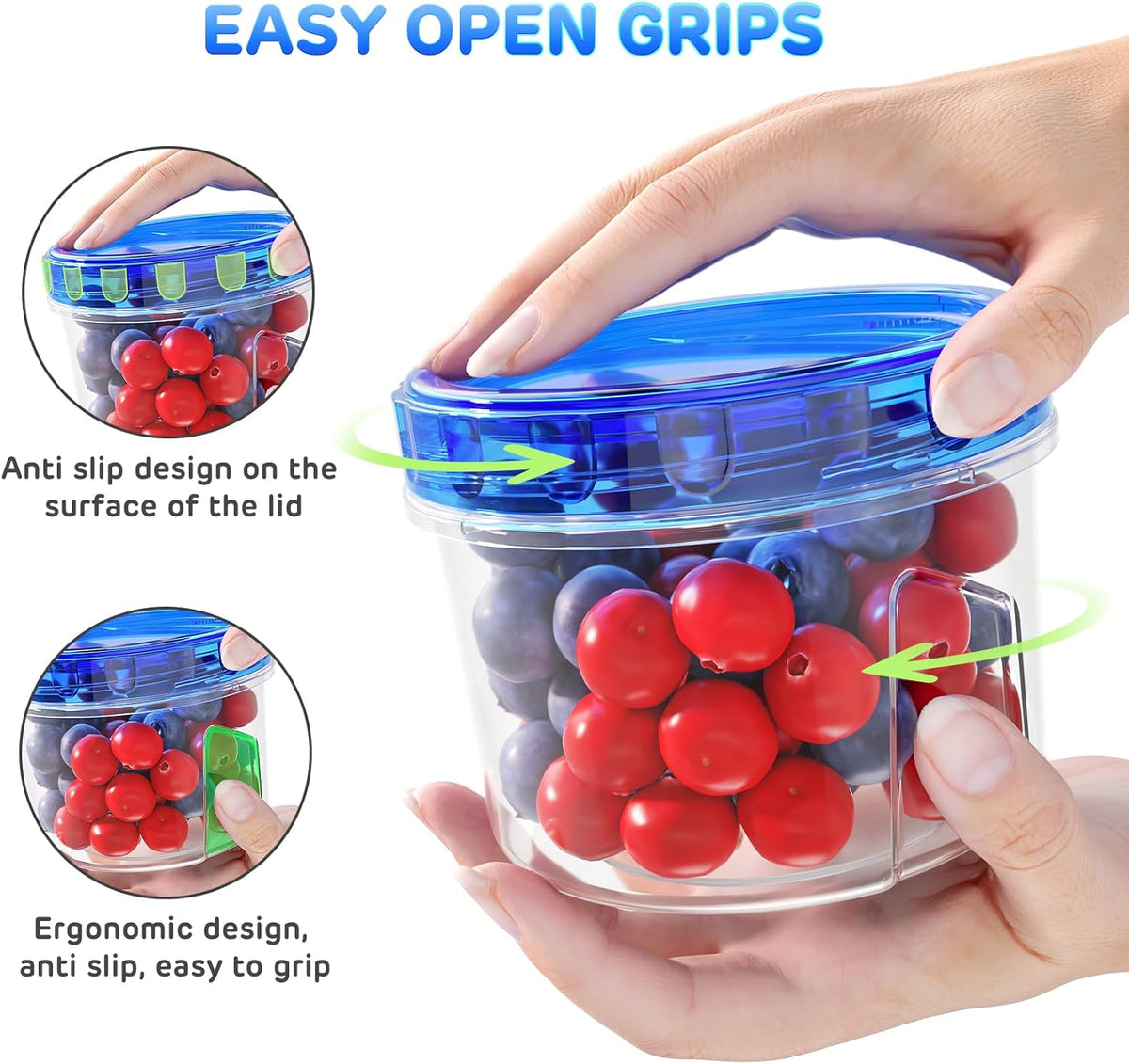 Freezer Storage Containers, [6 Pack-16 Oz] Airtight Plastic Food Storage Containers with Twist Top Lids, Soup, Meal Prep Containers | BPA Free