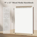 Mixed Media Sketchbook 9" x 12" - Multimedia Sketchbook Hardcover, Spiral Bound, 60 Sheets 98lb/160gsm Mixed Media Paper, Watercolor Sketch Books for