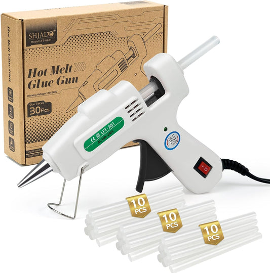Mini Hot Glue Gun Kit with 30 Glue Sticks - Fast Preheating Hot Melt Gun, High Temp for School Crafts DIY Arts and Quick Home Repairs(White)
