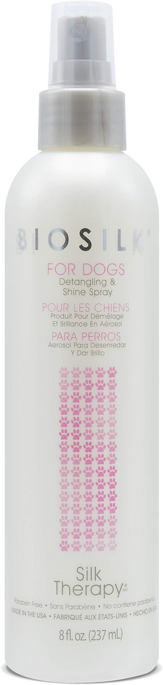 BioSilk for Dogs Silk Therapy Detangling Plus Shine Mist for Dogs | Best Detangling Spray for All Dogs & Puppies for Shiny Coats and Dematting | 8 Oz