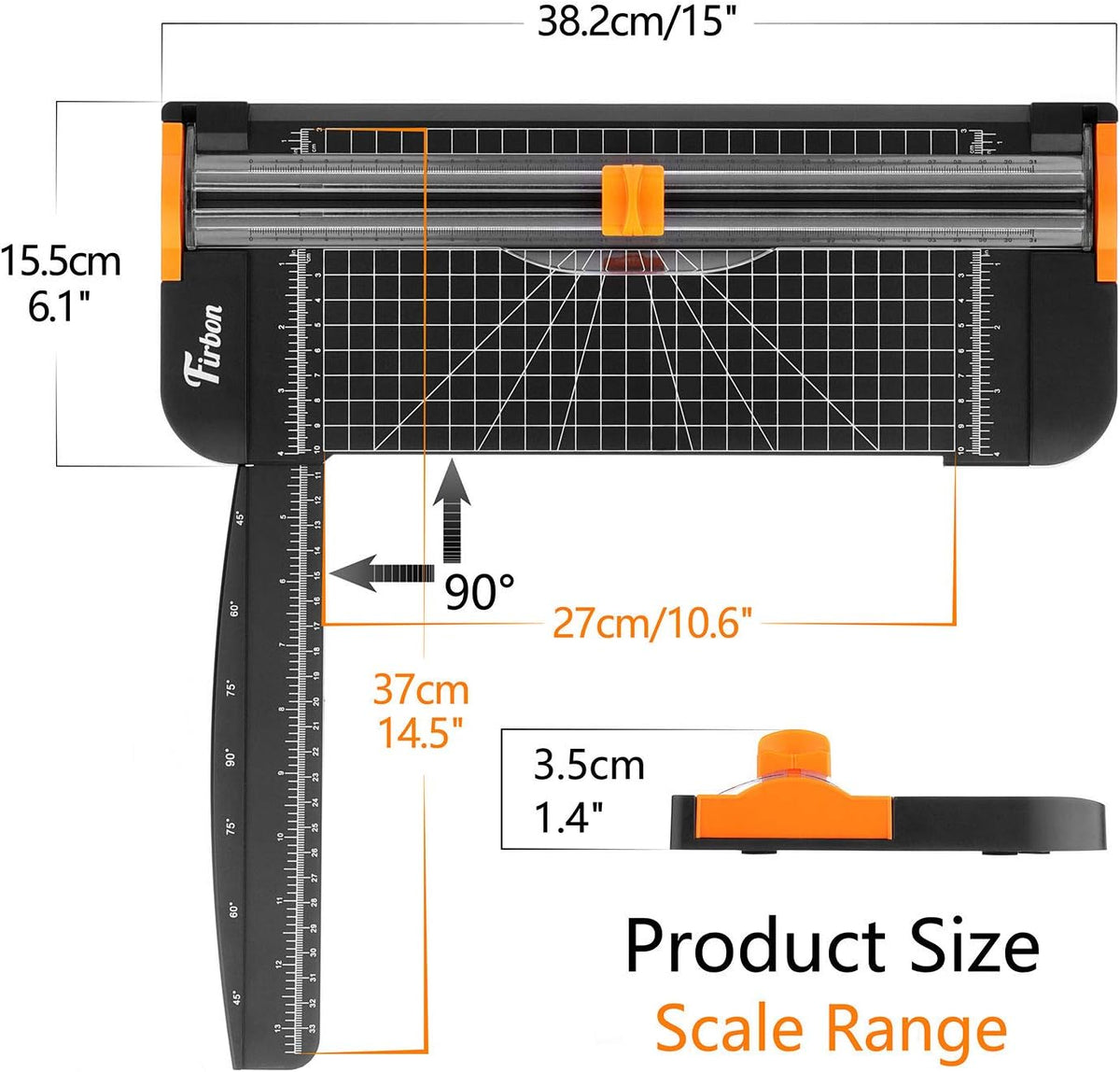 Firbon A4 Paper Cutter 12 Inch Titanium Paper Trimmer Scrapbooking Tool with Automatic Security Safeguard and Side Ruler for Craft Paper, Coupon