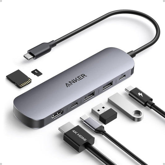 Anker USB C Hub, 7-in-1 Multi-Port USB Adapter for Laptops, 4K@60Hz USB C to HDMI Splitter, 85W Max Power Delivery, 3xUSBA & C 3.0 Data Ports, SD/TF