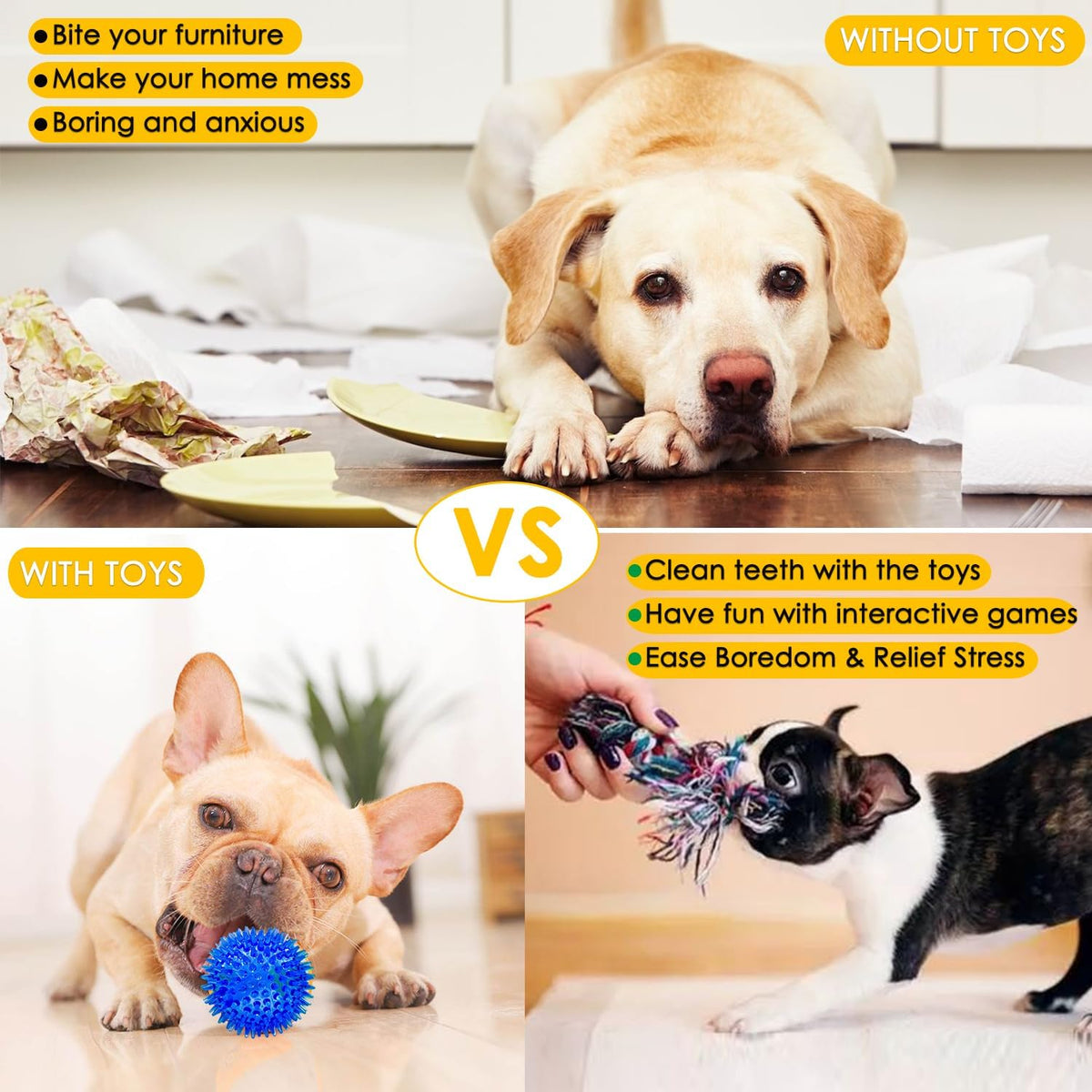 Dog Toys 25 Pack for Fun and Teeth Cleaning, Puppy Chew Toys Pack with Squeak Plush Toy,Squeaky Toy Balls,Tug of War and Rope Toys for Puppy to Small