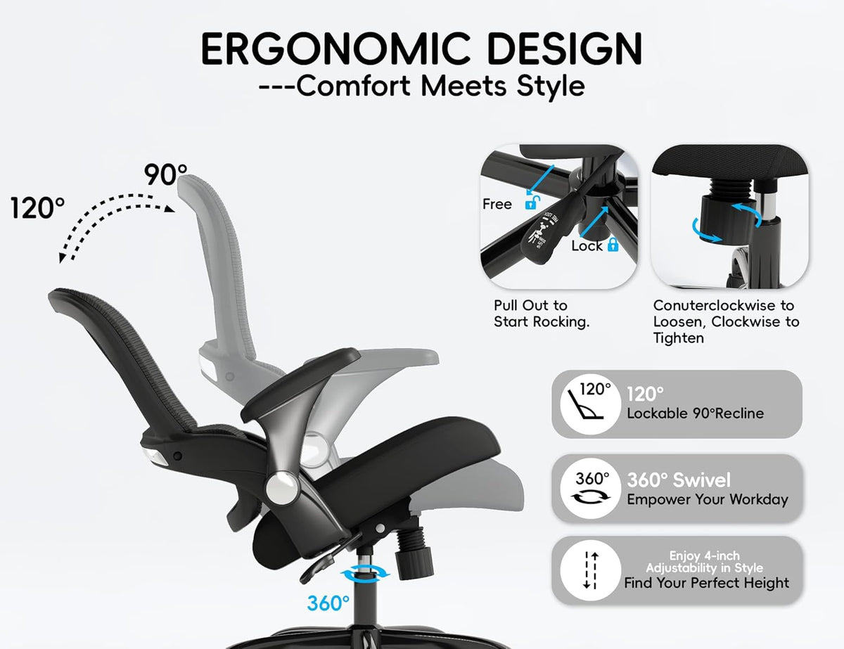 TRALT Office Chair - Ergonomic Office Chair with Back Support, Home Office Desk Chairs, 330lbs Wide Seat Big and Tall Office Chairs, Comfy Desk Chair