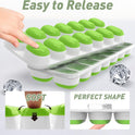 Ice Cube Tray with Lid, 2 Packs 28 Cubes Durable Stackable Ice Cube Trays for Freezer with Removable Lids, Easy-Release Plastic & Silicone Ice Tray