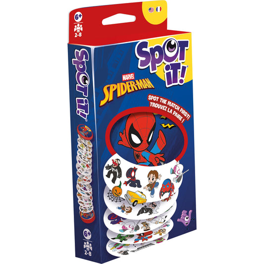 Asmodee Spot It! Spiderman Card Game (Eco-Blister) Fast-Paced Matching Featuring 5 Mini-Games, Travel-Friendly Family Fun for Kids & Adults, Ages 6