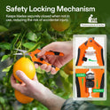 VIVOSUN 6.5 Inch Gardening Scissors Hand Pruner Pruning Shear with Straight Stainless Steel Blades Orange 1-Pack