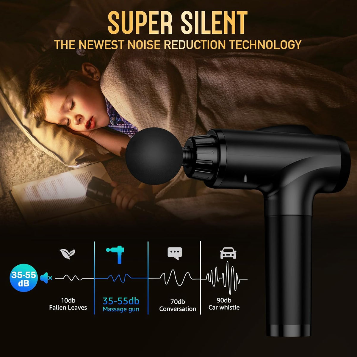 Massage Gun Deep Tissue, Handheld Electric Muscle Massager, High Intensity Percussion Massage Device for Pain Relief with 9 Attachments & 30