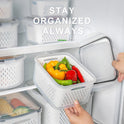 Freshmage Fruit Storage Containers for Fridge with Removable Colander, Airtight Food Storage Container, Dishwasher Safe Produce Saver for