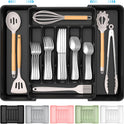 Extra Large Expandable Silverware Organizer, BPA-Free Food-Safe Cutlery Flatware Organizer, Kitchen Utensil Drawer Organizer, Adjustable Silverware