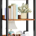 Furologee 5 Tier Bookshelf with Drawer, Tall Narrow Bookcase with Shelves, Wood and Metal Bookshelves Storage Organizer, Industrial Display Standing