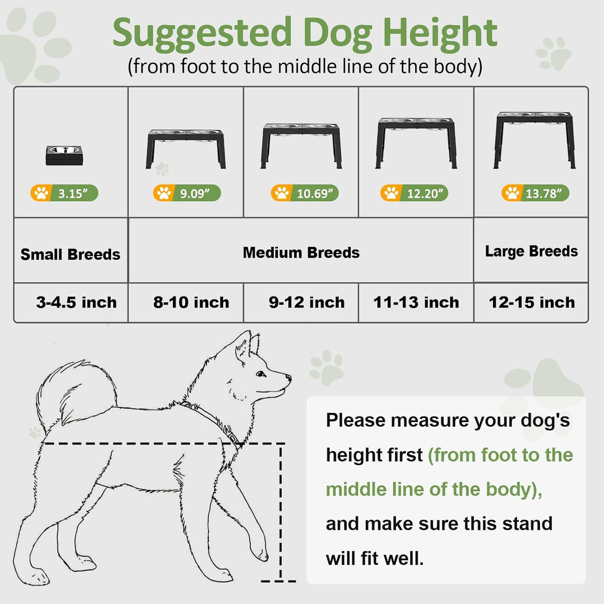 XIAZ Elevated Dog Bowls Large Breed Raised Dogs Bowl Stand Large/Medium Sized Dog 1L Food Water Bowl Stands 5 Heights Adjustable 9/11/12/14in Black