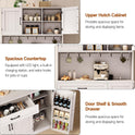 ONBRILL 71" Pantry Cabinet, Kitchen Pantry Storage Cabinet with LED Light & Outlet, Kitchen Hutch with Microwave Shelf & 6 Hooks, Door Shelves