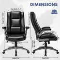 COLAMY Leather Executive Office Chair - High Back Home Computer Desk Chair with Padded Flip-up Arms, Adjustable Tilt Lock, Swivel Rolling Ergonomic