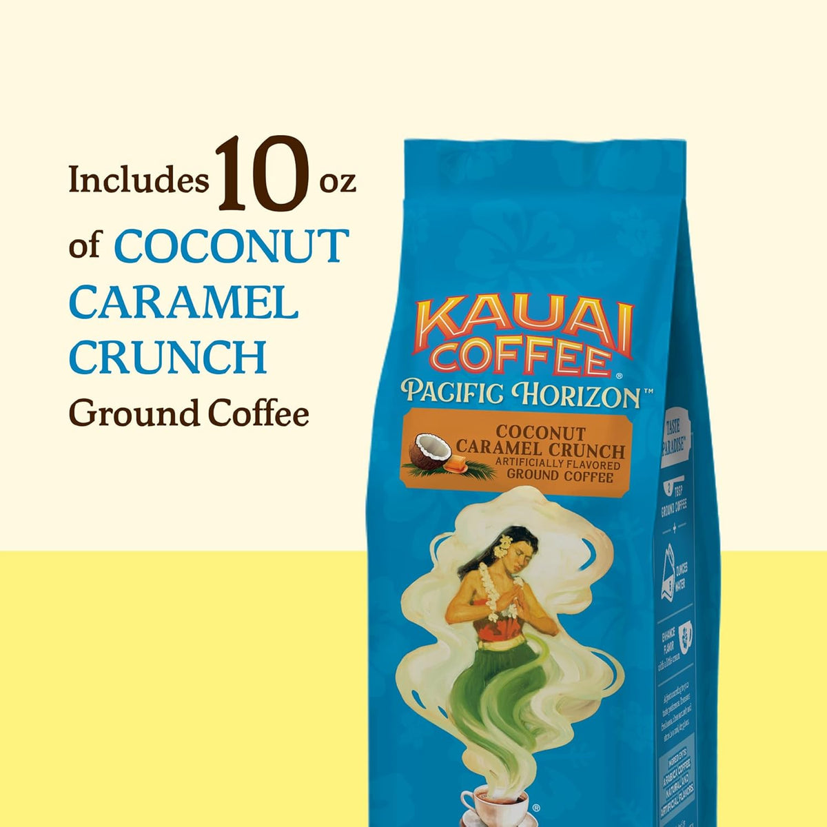 Kauai Coffee Ground Coffee – Smooth, Rich, Medium Roast – Nutty Caramel and Tropical Coconut – Arabica Coffee, 10% Hawaiian with No Bitterness
