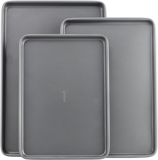 GoodCook Everyday Nonstick Carbon Steel Baking Sheet Set, 3 Pack – Small 13” x 9”, Medium 15” x 10”, Large 17” x 11” – Carbon Steel Cooking Pans