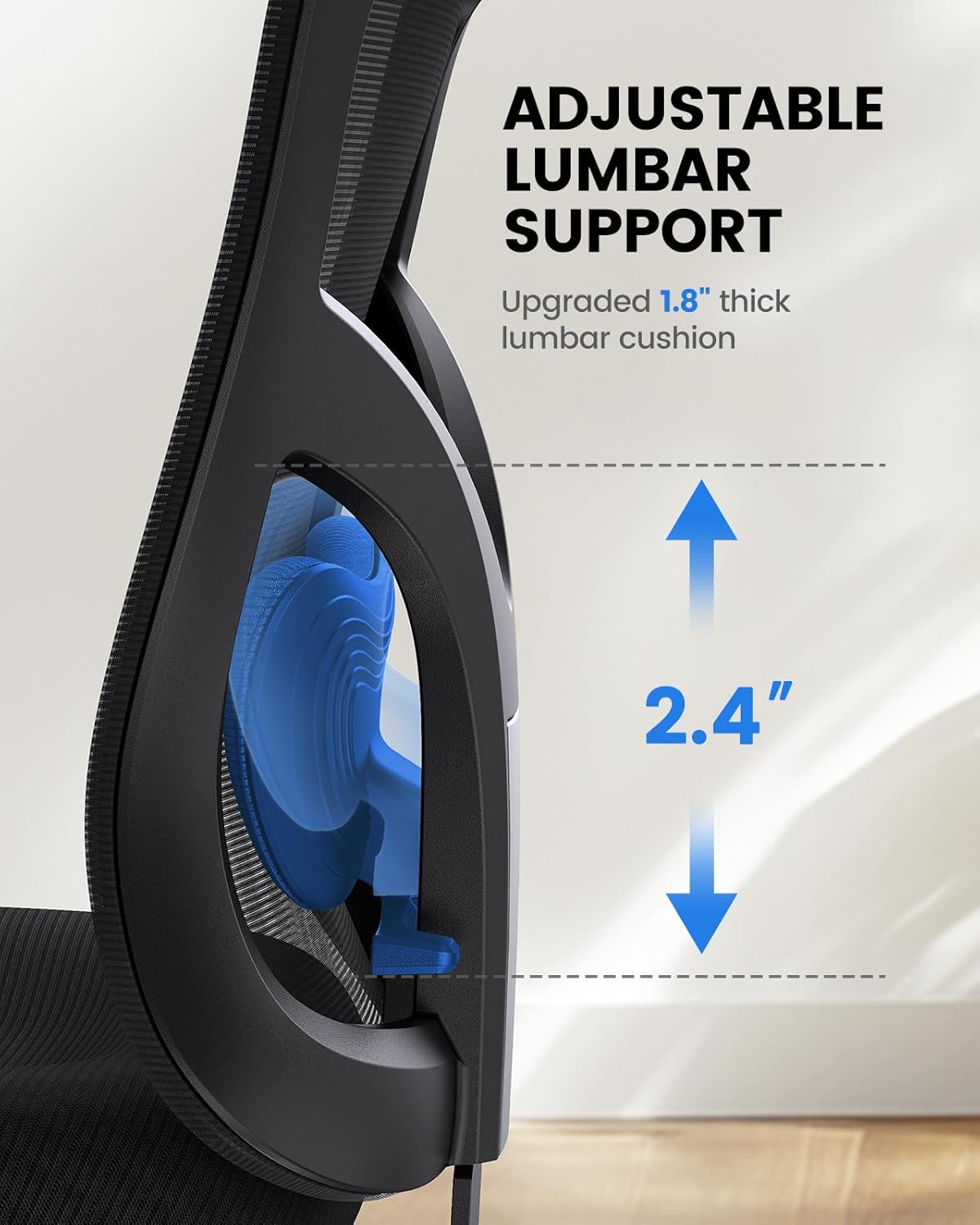 NOBLEWELL Ergonomic Office Chair with Padded Lumbar Support, 2D Headrest, Adjustable Armrests, Upgraded Contoured Seat Cushion, 130° Rocking Tilt