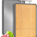 Cutting Boards for Kitchen - Food Grade Double Sided Pure Titanium& Bamboo Chopping Board with Handle, Slip resistant Non-toxic Charcuterie Board