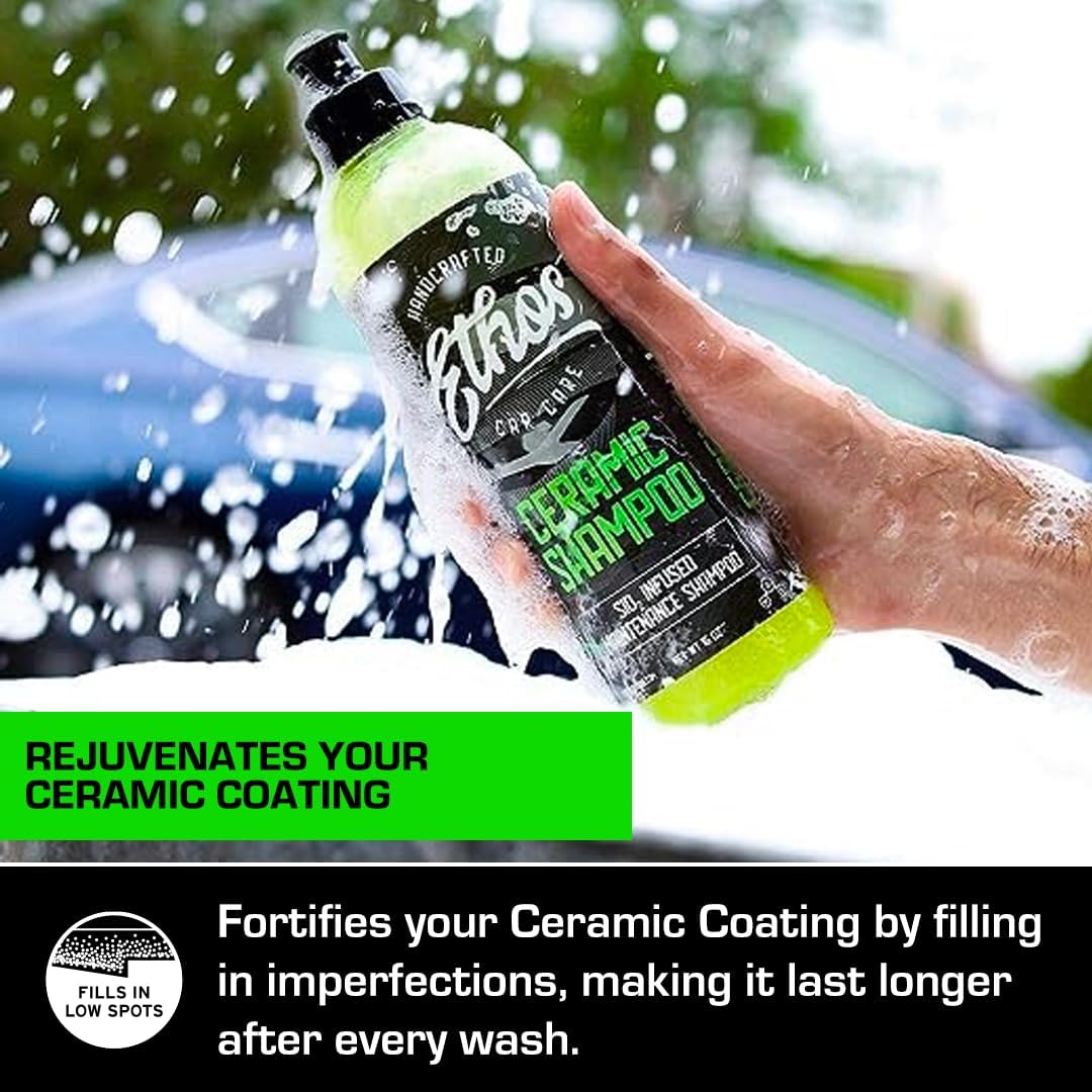 Ceramic Car Shampoo - Slick Car Wash Soap for Ceramic Coatings - pH-Balanced Car Wash Shampoo - Adds Hydrophobic Protection | Enhances Coatings