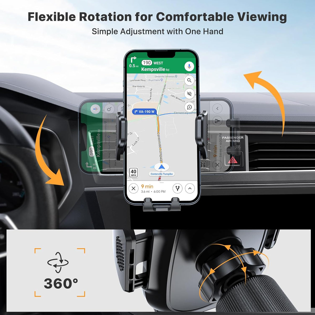 Miracase Phone Holders for Your Car with Metal Hook Clip, Air Vent Cell Phone Stand Car Mount, Universal Automobile Cradle for Garmin GPS Fit iPhone