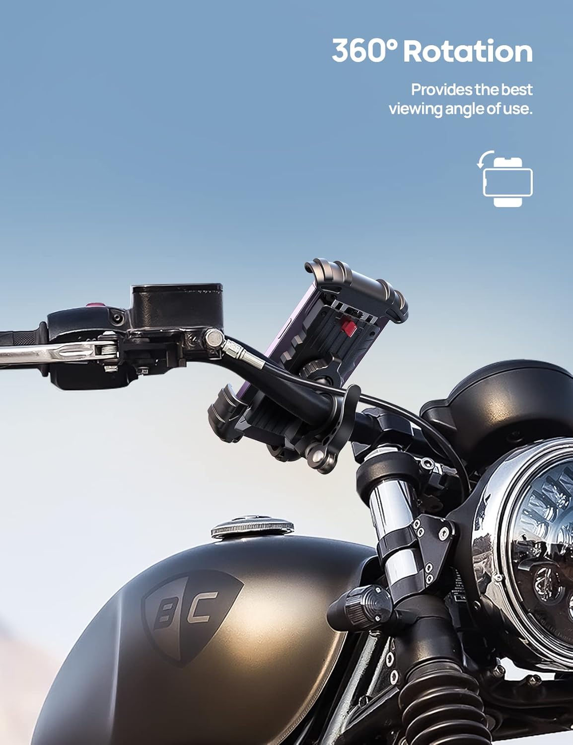 Lamicall Bike Phone Holder, Motorcycle Mount - Motorcycle Phone Holder, Handlebar Cell Phone Clamp, Scooter Phone Clip for iPhone Air 17 Pro Max, 16