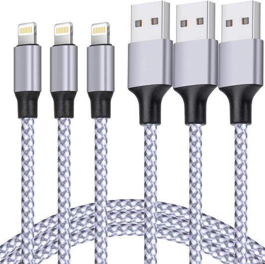 TAKAGI for iPhone Charger, [MFi Certified] Lightning Cable 3PACK 6FT Nylon Braided USB Charging Cable High Speed Transfer Cord Compatible with iPhone