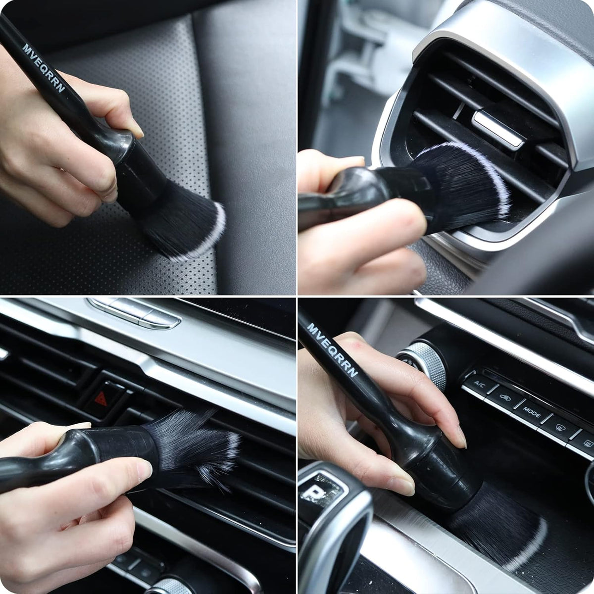6pcs Car Detailing Brush Set-2pcs Boars Hair Car Detailing Brushes,2pcs Ultra Soft No Scratch Detailing Brush for Air Vent,Leather Seat 2pcs Detail