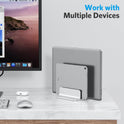 OMOTON [Updated Dock Version] Vertical Laptop Stand, Double Desktop Stand Holder with Adjustable Dock (Up to 17.3 inch), Fits All
