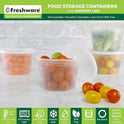 Freshware Food Storage Containers [50 Set] 16 oz Plastic Deli Containers with Lids, Slime, Soup, Meal Prep Containers | BPA Free | Stackable