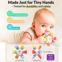 Baby Montessori Rattle & Teething Toys - Safe, Multi-Functional BPA-Free Silicone Sensory Learning Teether Baby Toys for Infant 0-12 Months Teething