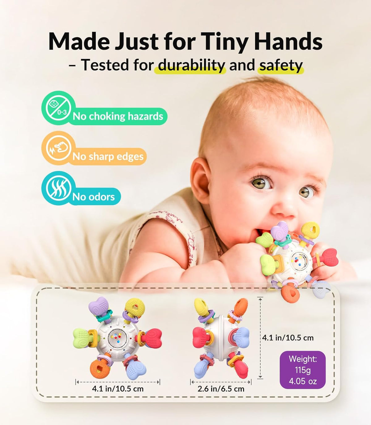 Baby Montessori Rattle & Teething Toys - Safe, Multi-Functional BPA-Free Silicone Sensory Learning Teether Baby Toys for Infant 0-12 Months Teething