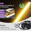 ODK 53 Inch L Shaped Desk with LED Lighting, Reversible Gaming Desk with Power Outlets, Cornor Computer Table with Storage Shelves & Bag & Iron Hook