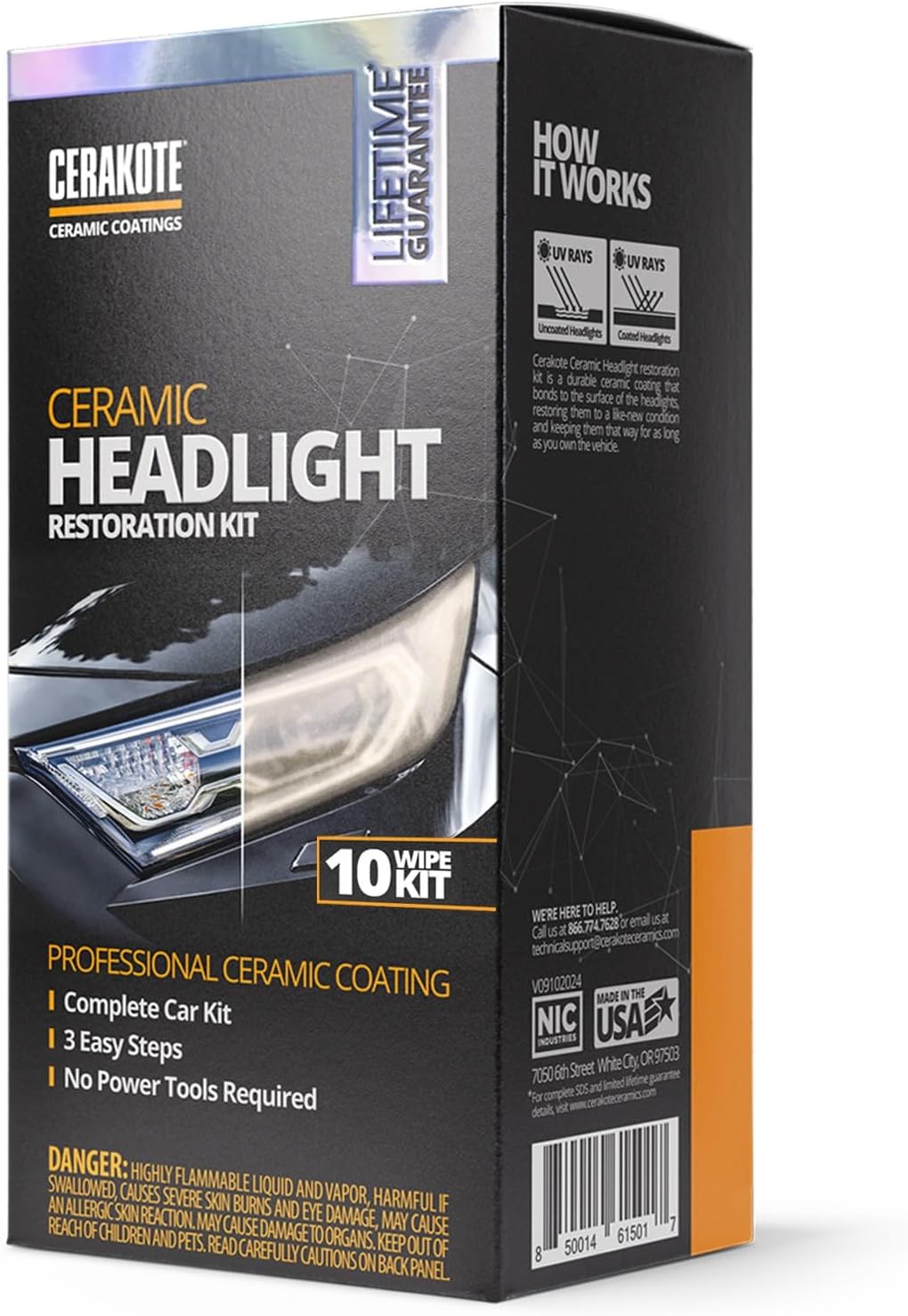 CERAKOTE® Ceramic Headlight Restoration Kit – Guaranteed To Last As Long As You Own Your Vehicle – Brings Headlights Back to Like New Condition - No