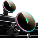 MOKPR for Magsafe Car Mount Charger-15W Wireless Car Charger-Magnetic Car Phone Holder for Dash Air Vent-LED RGB HandsFree Car Mount Fast Car Charger