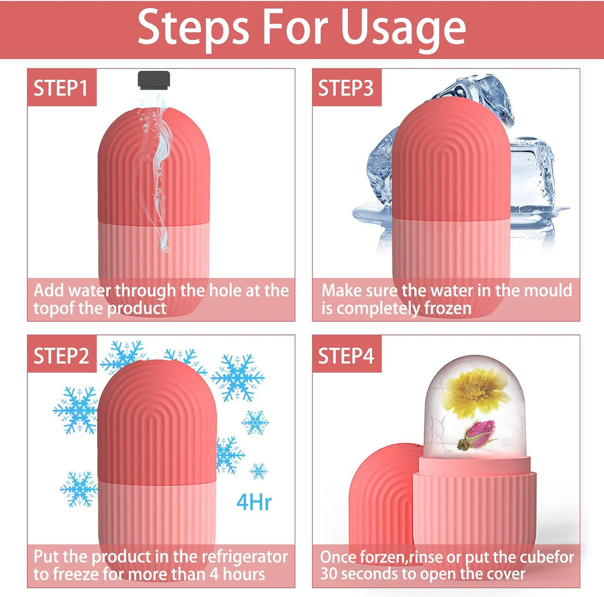 XHJRI Ice Cube Roller Massager for Face, Eyes and Neck Naturally Conditioning and Skin Care,De-Puff Eye Bags,Reduce Migraine Pain,Reusable Massage