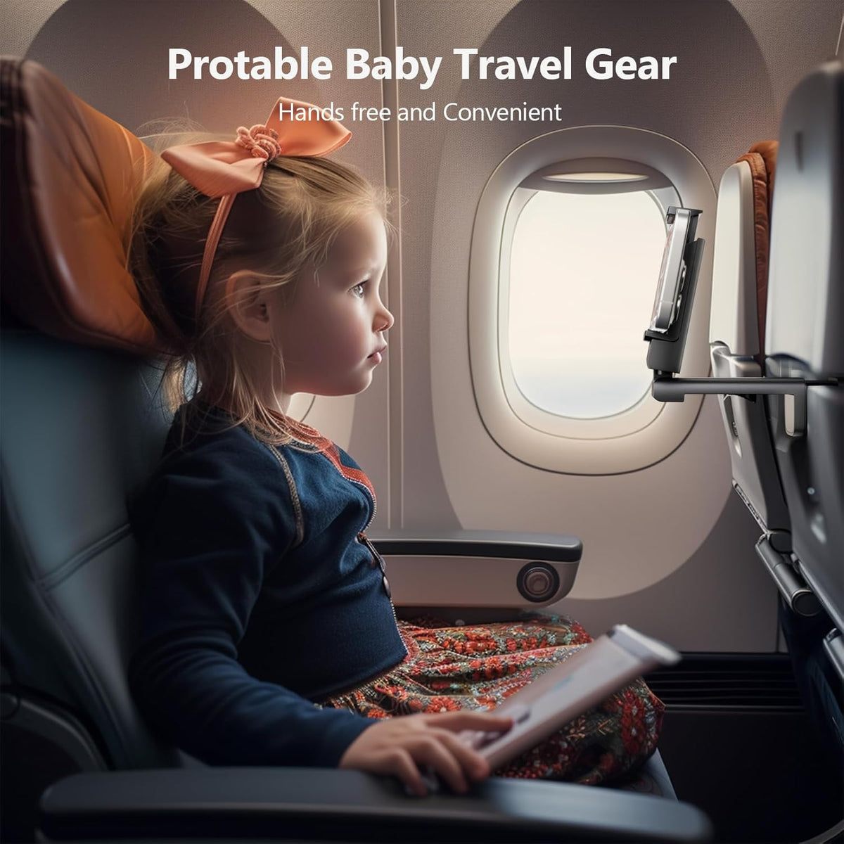 MiiKARE Airplane Travel Essentials Phone Holder, Universal Handsfree Phone Mount for Flying with 360 Degree Rotation, Accessory for Airplane, Travel