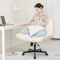 Orange Factory Criss Cross Chair Wheels Wide Cross Legged Office Desk Vanity Chair Comfy Fabric Armless Adjustable Swivel for Home Computer Task