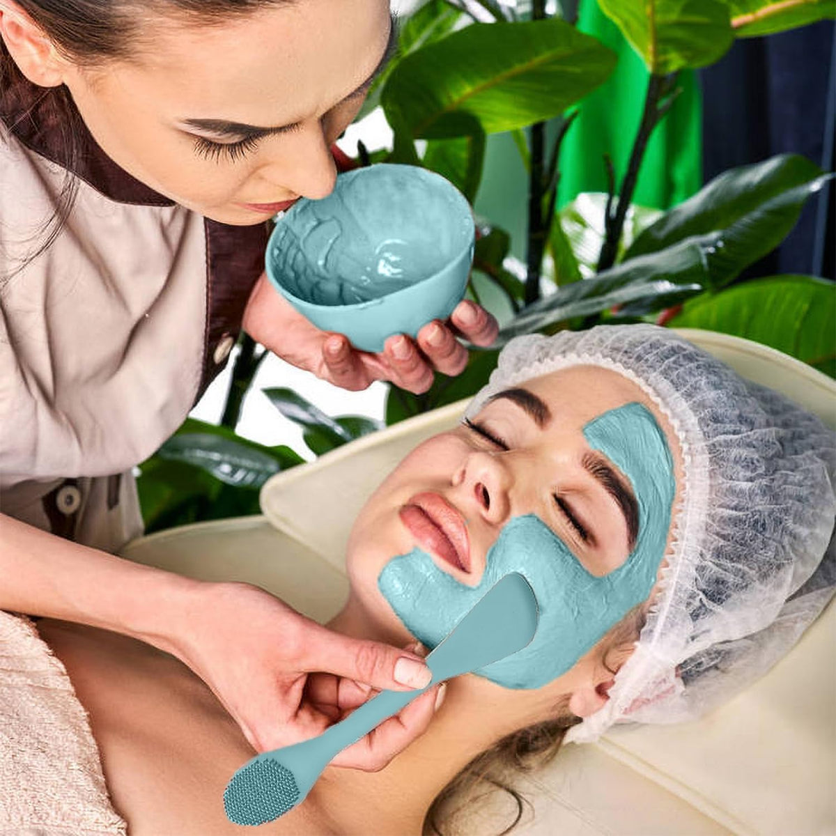 Facial Cleansing Brush, 2 in 1 Silicone Face Mask Brush & Face Scrubber, For Exfoliating, Massaging, Remove Blackheads, Makeup Skincare Removal