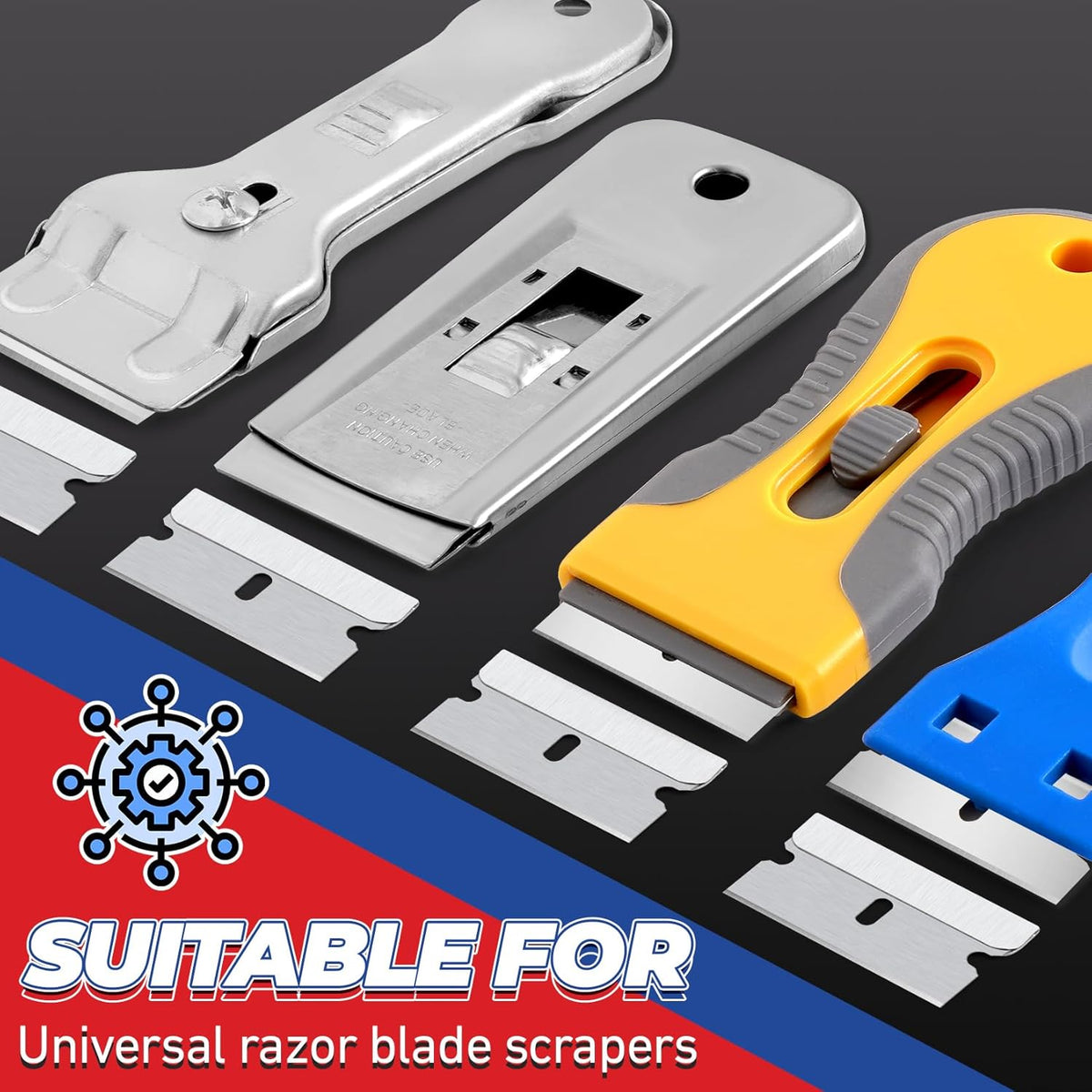 DIYSELF Single Edge Razor Blades, 100 Blades, Razor Blades Refiils for Razor Scraper, Utility Knife, Heavy Duty One Edge Blades, High Carbon Steel