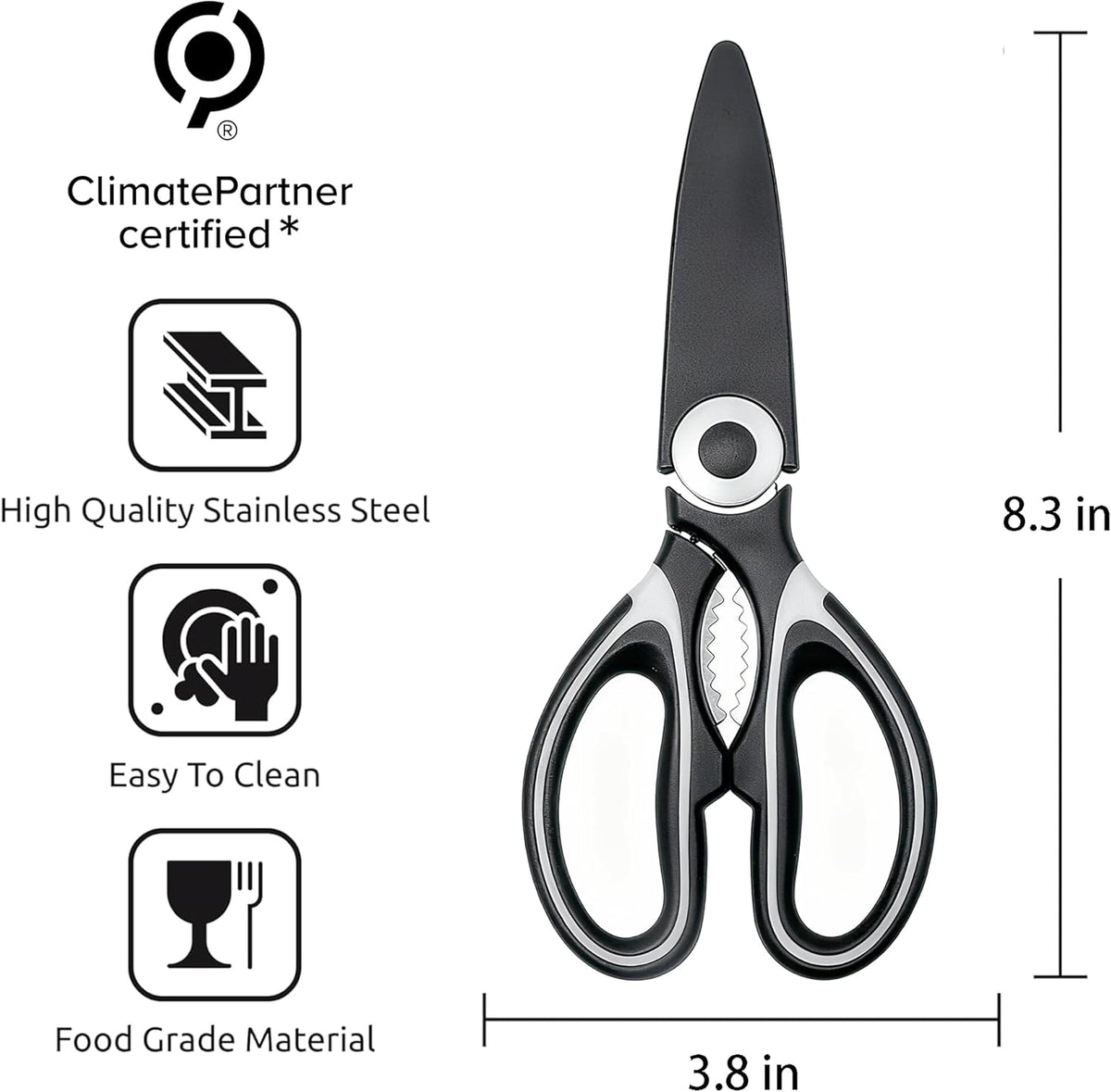 Food Grade Kitchen Scissors All Purpose 3 Pack - Heavy Duty Stainless Steel Cooking Shears for Cutting Meat, Food, Fish, Poultry Sharp Sissors for