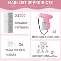 Stitch Gun for Clothes， Handheld Stitch Gun Quick Clothing Fixer，Sewing Kit Includes 1,000 Black Fasteners & 1,000 White Fasteners & 6