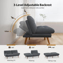 Pipishell Convertible Futon Sofa Bed,66" Corduroy Futon Couch with Adjustable Backrest and Armrests, Recliner Sleeper Sofa for Small Spaces, Play