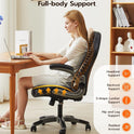Office Desk Chair, Ergonomic Computer Chair with Padded Flip-Up Arms and Adjustable Lumbar Support, PU Leather Executive Chair with Tilt Lock and