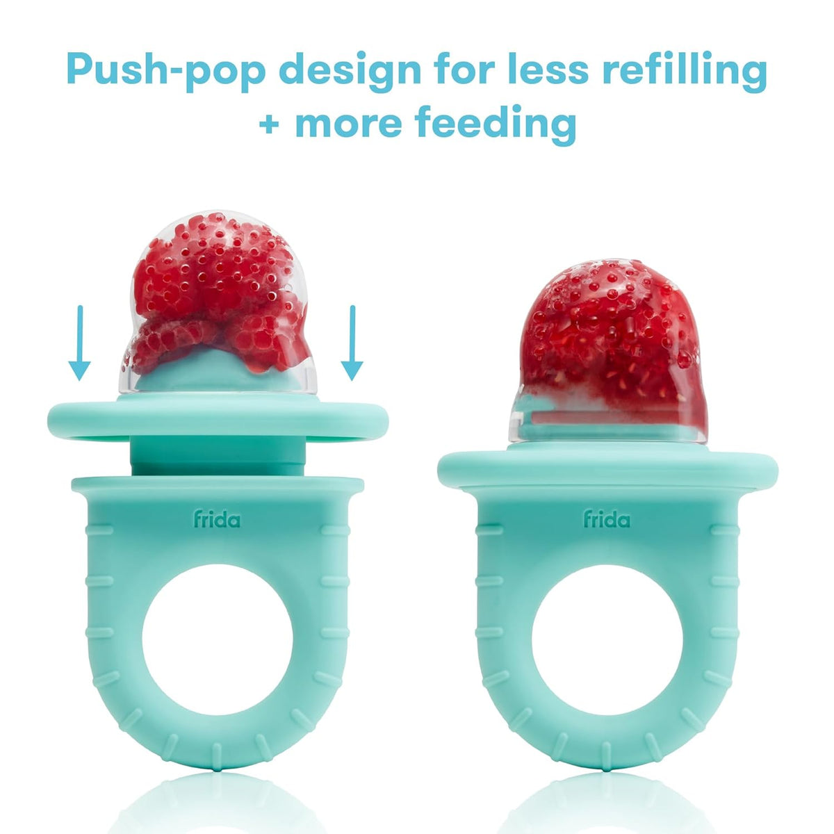 Frida Baby Push Pop Silicone Feeder, Baby Fruit Food Feeder to Safely Introduce New Foods, Fresh + Frozen, Breastmilk Popsicles, BPA Free, Dishwasher