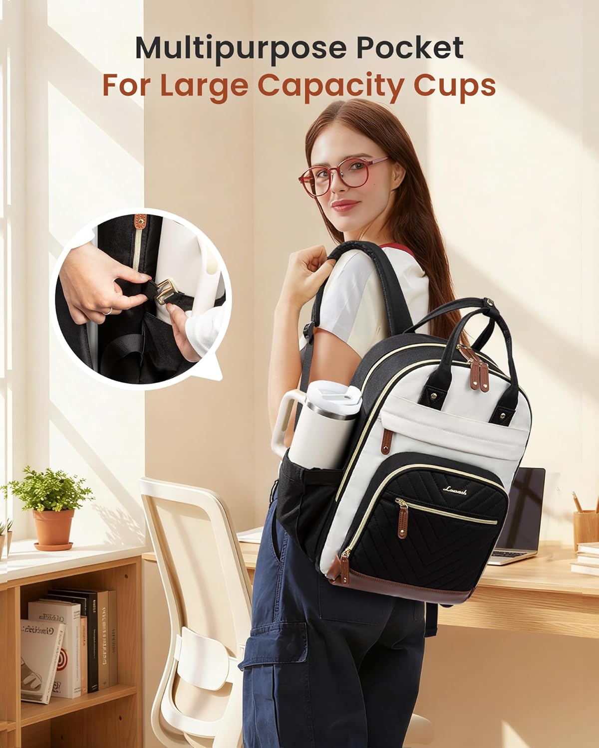 LOVEVOOK Backpack for Women, Fits 15.6 Inch Laptop Bag, School Backpacks, Fashion Travel Work Anti-theft Bag, Business Computer Waterproof College