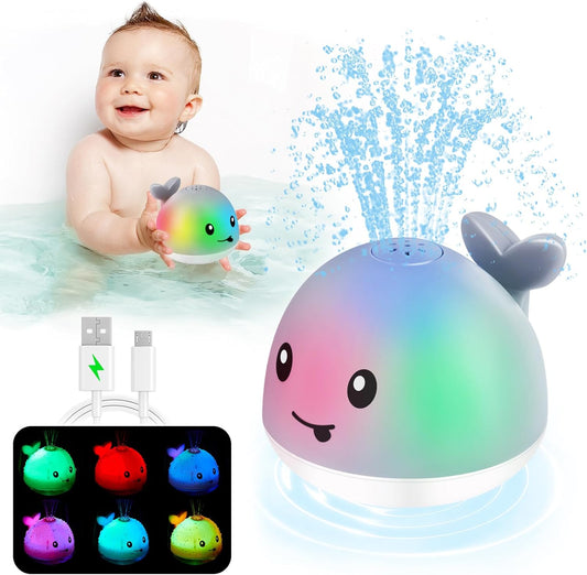 Baby Bath Toys, Toddler Bath Toys for Kids Ages 1-3, Stocking Stuffers 1 2 3 Year Boy Girl Gifts, Infant Baby Toy 6-12-18 Months, Light Up Whale Bath