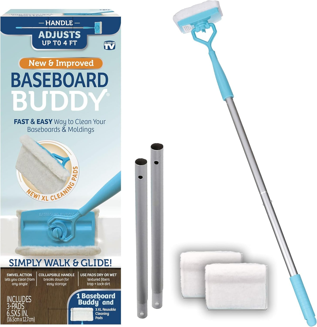Baseboard Buddy | Lightweight Home Cleaning Essential, Perfect for Baseboards, Moldings & Walls, Glide & Wipe Trapping & Locking Dirt & Dust | As