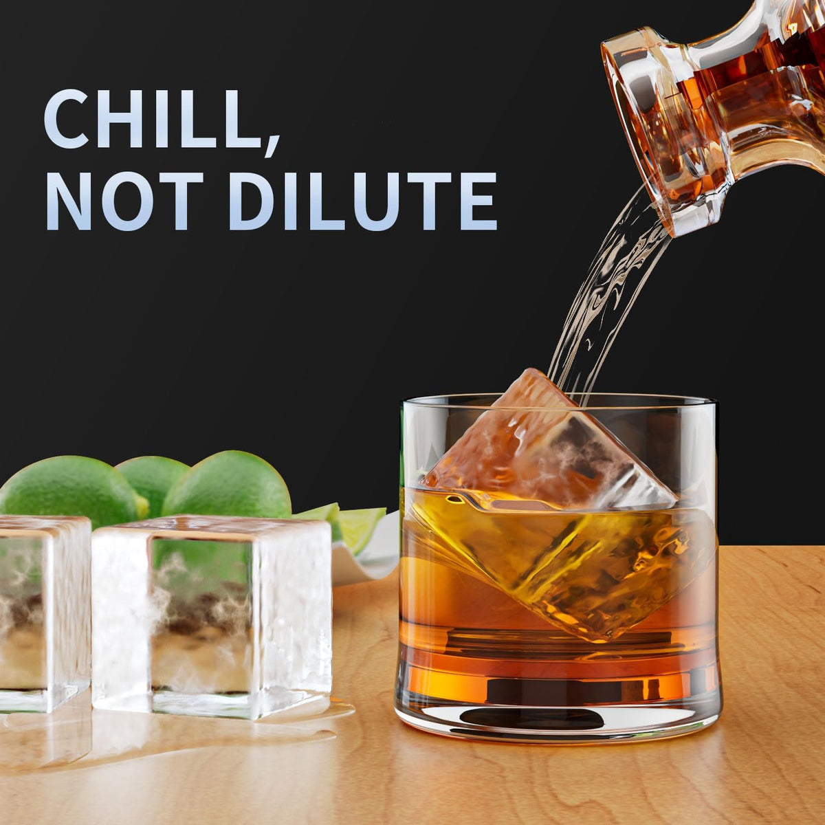 Large Ice Cube Tray for Whiskey: FDDBI Silicone Ice Cube Trays with Lid - 2Pack Big Square Old Fashioned Ice Cube Maker for Cocktail - 2inch Huge