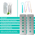 GuruNanda Tongue Scraper for Adults (2 Pack) with Travel Case, 420 Medical-Grade 100% Stainless Steel Tongue Cleaner, Aids in Fresh Breath & Oral Care