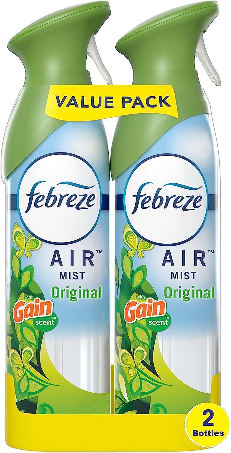 Febreze Air Mist Air Freshener Spray, Odor-Fighting Room Spray, Air Fresheners for Home and Bathroom and Kitchen, Aerosol Can, Gain Original Scent